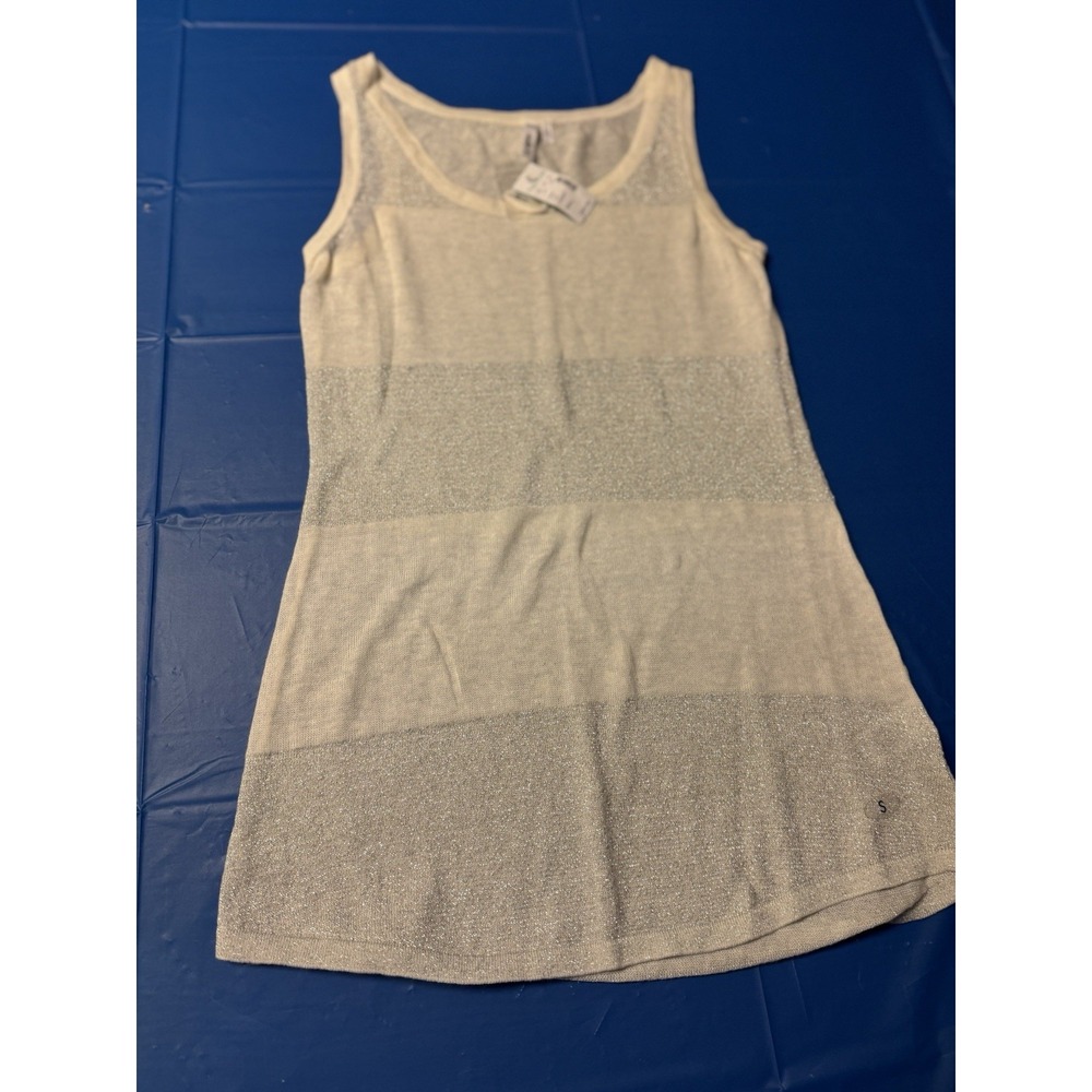 Studio Y Women's Off White And Silver Dressy Tank Size S. NET